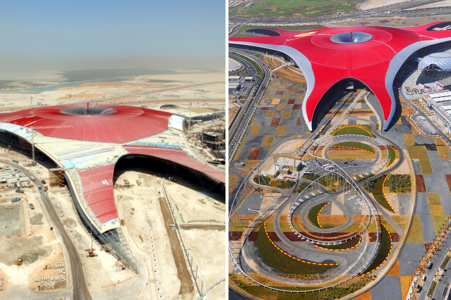 Incredible pictures Ferrari World Abu Dhabi then and now